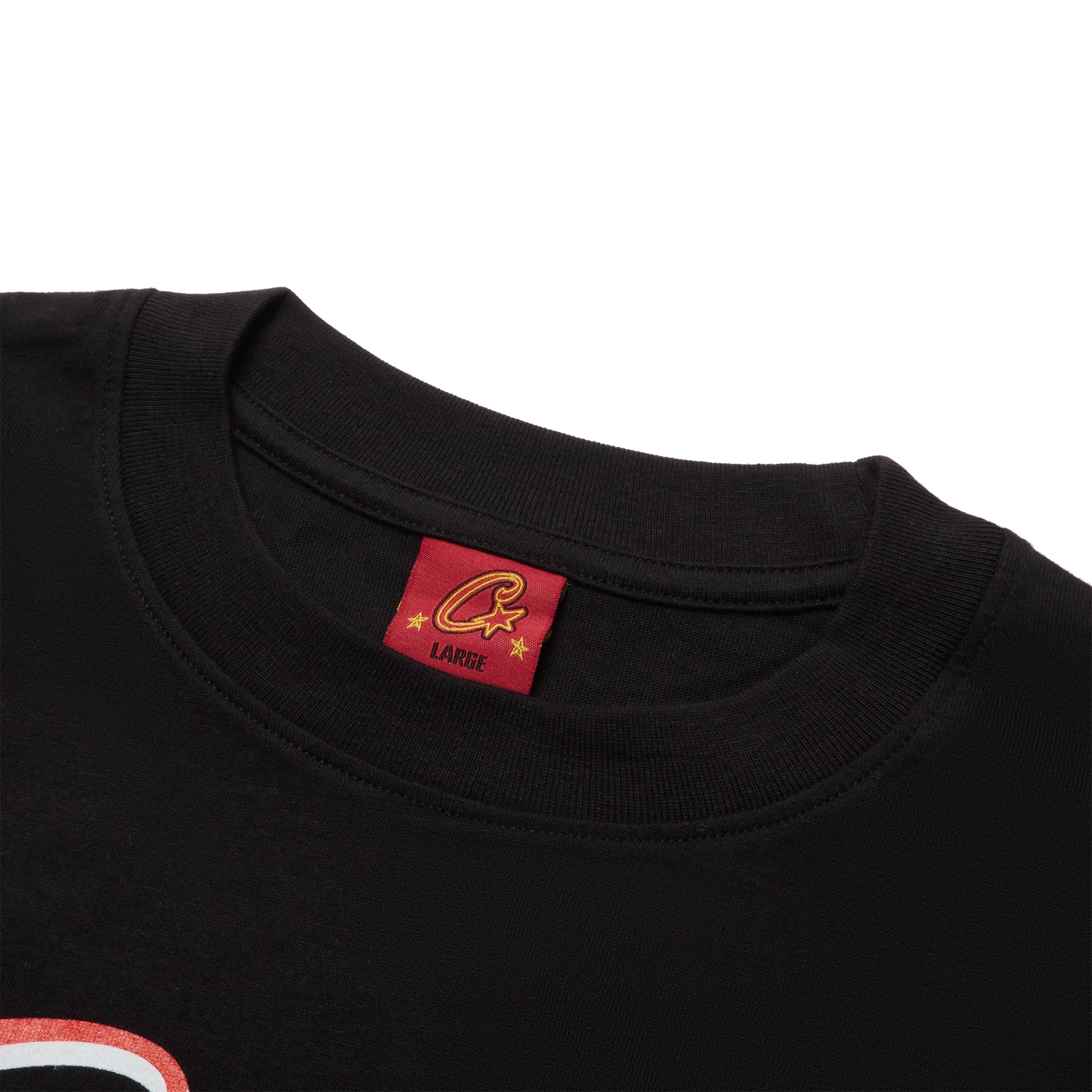 Neck view of Corteiz Allstarz Black T Shirt
